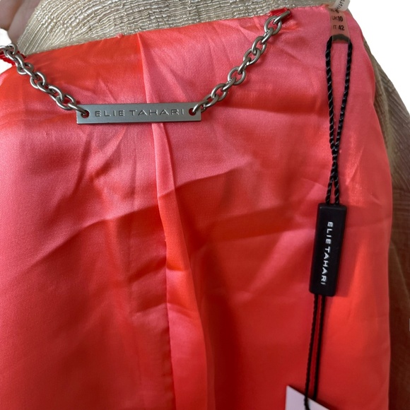 Elie Tahari Skirt Suit Set NEW S Short Puff Sleeve Notched Collar Linen Blend - Picture 12 of 16